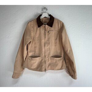 Outback Trading Co. Womens Zip Front Short Shaped Jacket Small Beige Pockets